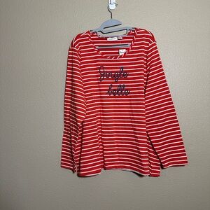Red and White Striped Long Sleeve Christmas Shirt